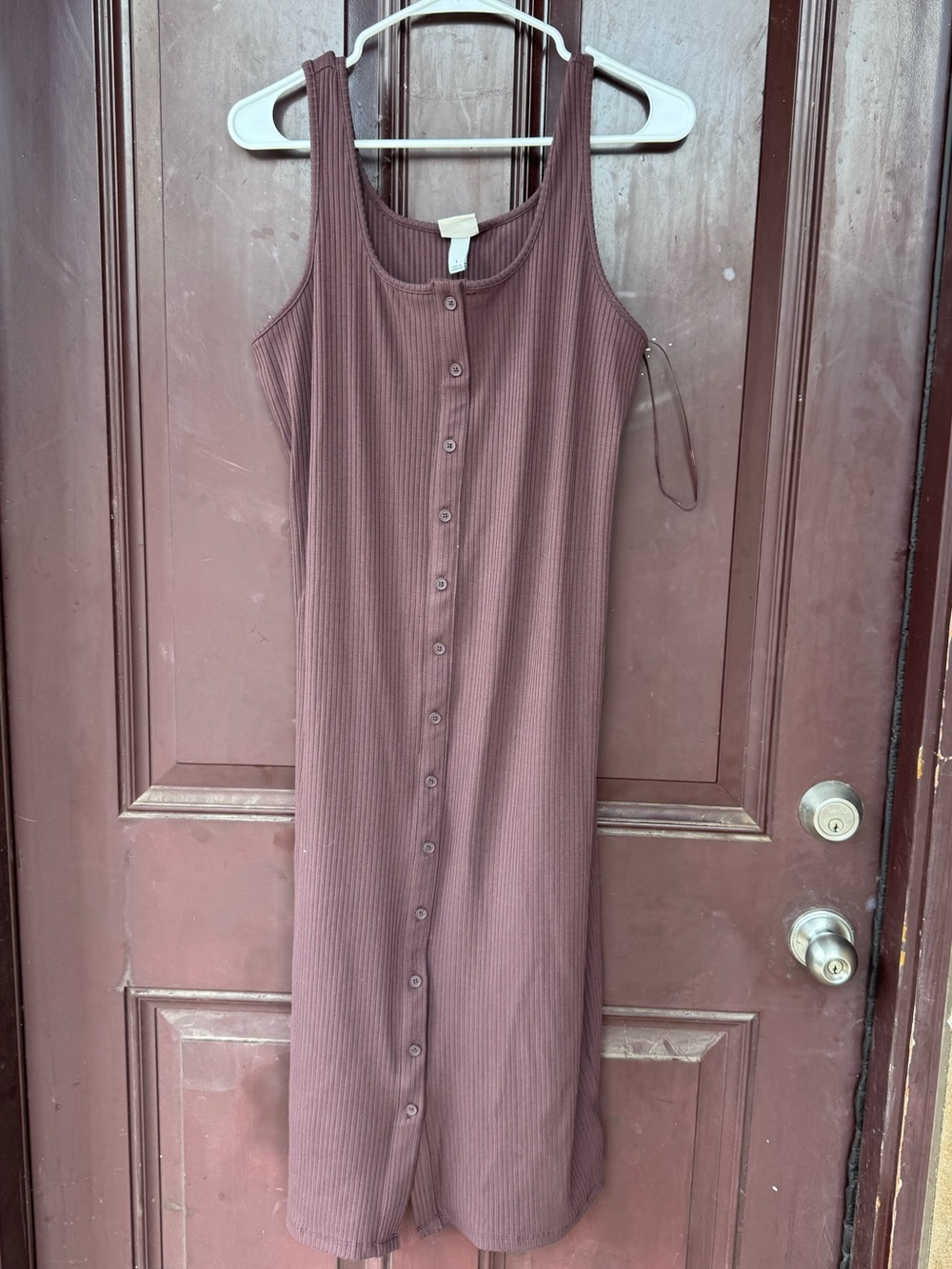 Universal Thread Sleeveless Ribbed Button-Front Midi Dress in Brown